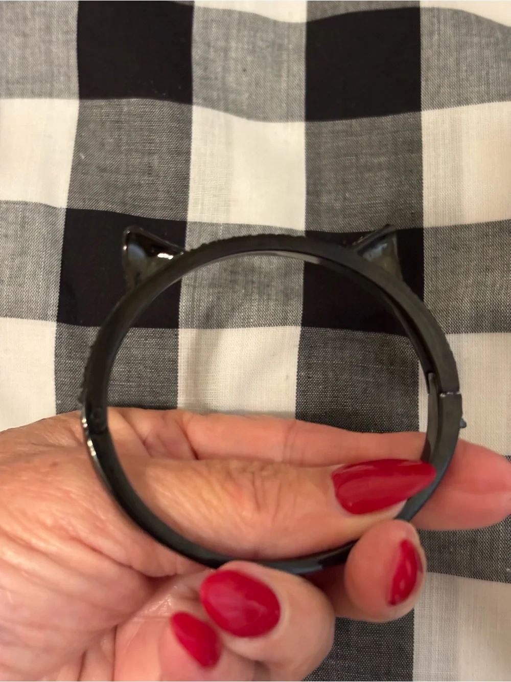 kate spade black cat ear resin bangle